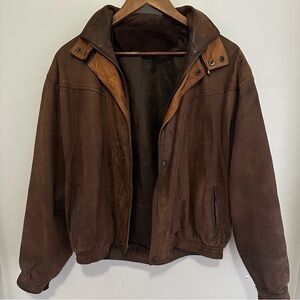 Marcel’s Men's Brown Genuine Leather Jacket Cuenca Ecuador Button & Zip One Size